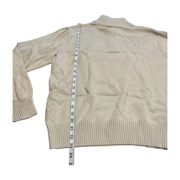 Spring + Mercer Sweater Women's Medium Beige 100% Cotton Long Sleeve Quarter Zip - Picture 5 of 6